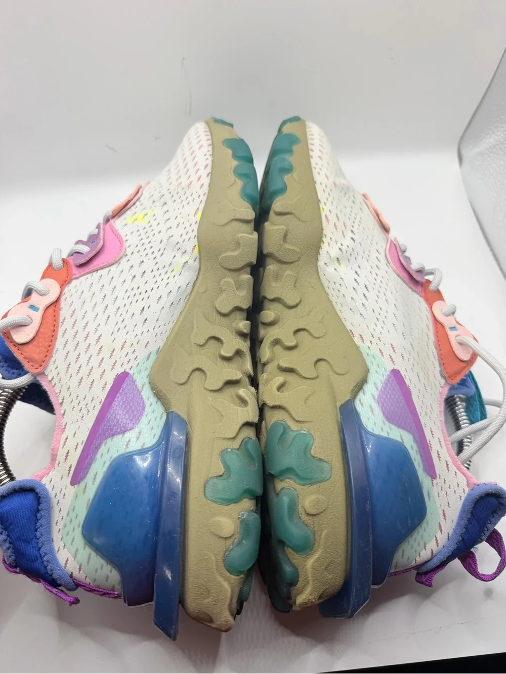 Nike Cream Sneakers with Pink, Purple, Blue and Tan Accents